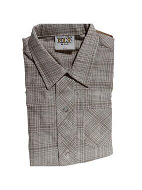 True Vintage BOYS  Shirt 6 1970's Shirt ELY PLAID STONE HIPPY MOD SHIRT USA NOS